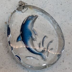Large Etched Acrylic Dolphin Pendant